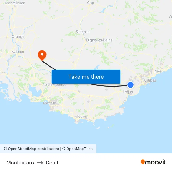 Montauroux to Goult map