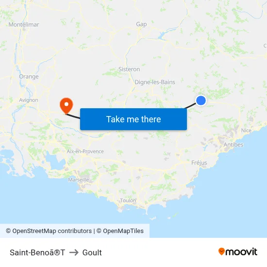 Saint-Benoã®T to Goult map