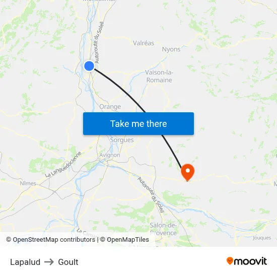 Lapalud to Goult map