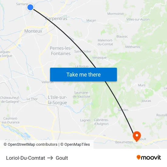 Loriol-Du-Comtat to Goult map