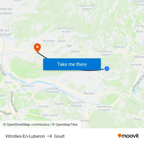 Vitrolles-En-Luberon to Goult map