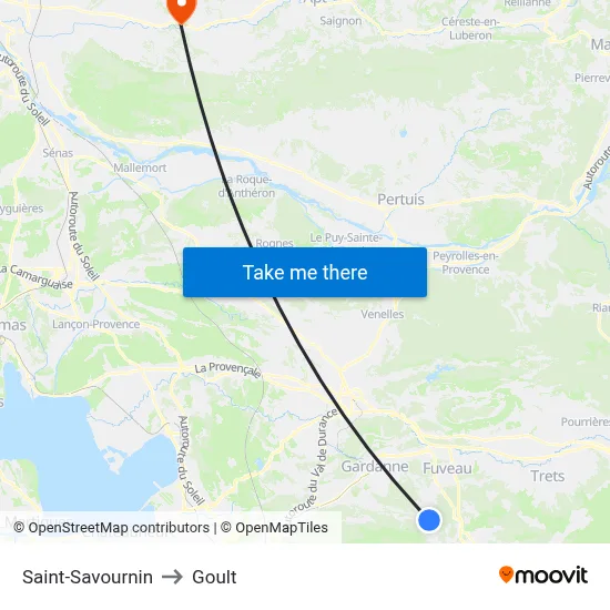 Saint-Savournin to Goult map
