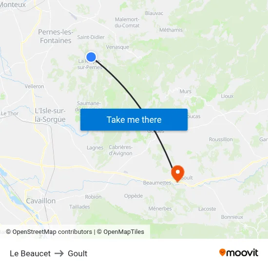 Le Beaucet to Goult map