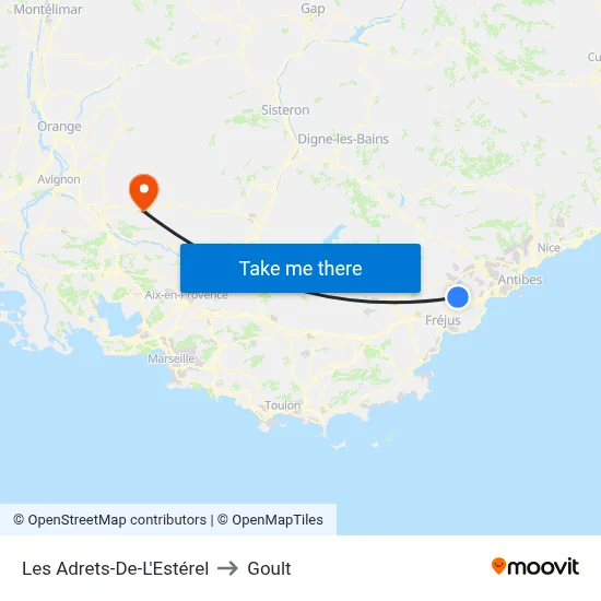 Les Adrets-De-L'Estérel to Goult map