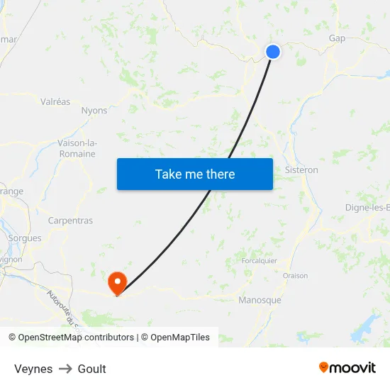 Veynes to Goult map