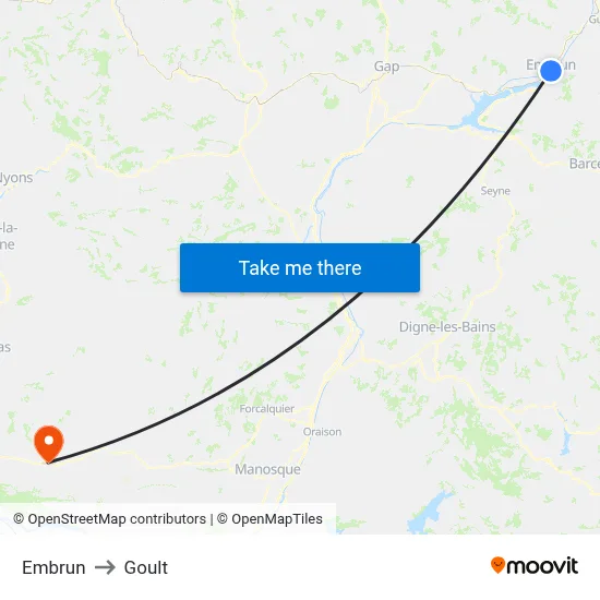 Embrun to Goult map
