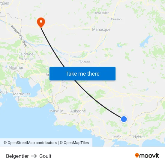 Belgentier to Goult map