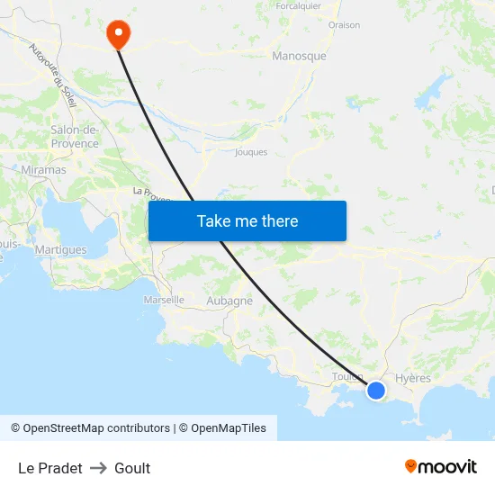 Le Pradet to Goult map