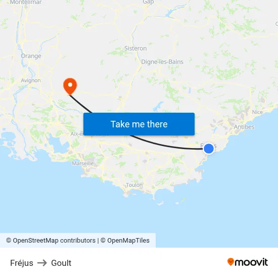 Fréjus to Goult map