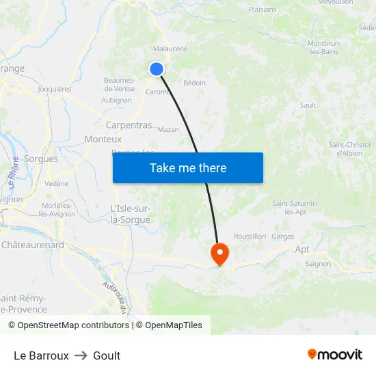 Le Barroux to Goult map