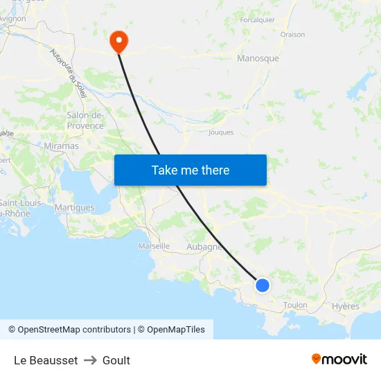 Le Beausset to Goult map
