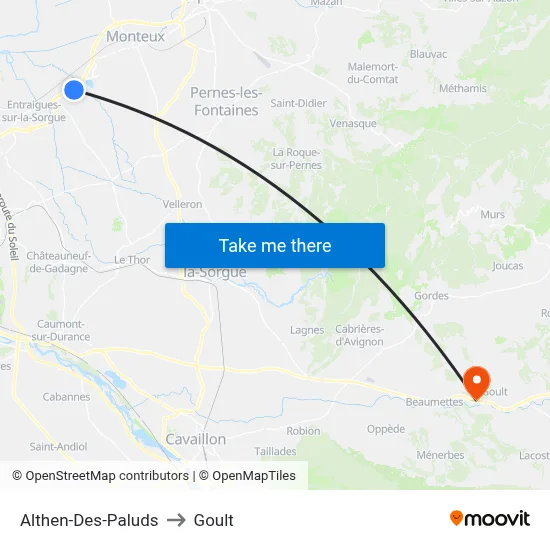 Althen-Des-Paluds to Goult map