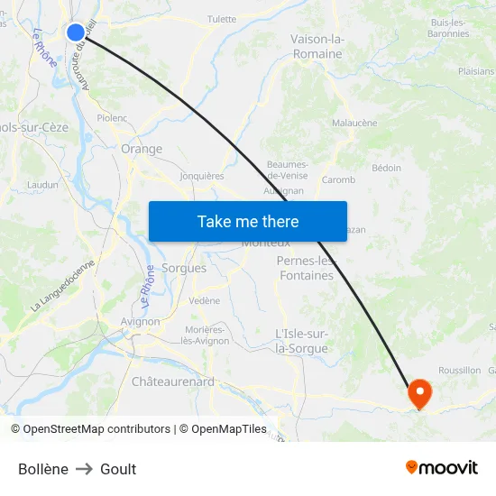 Bollène to Goult map