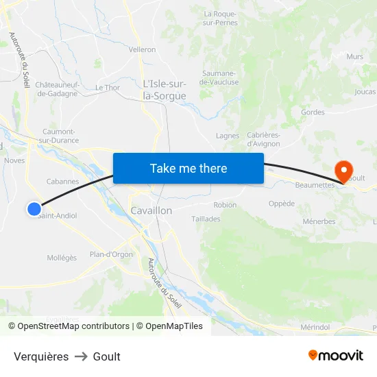 Verquières to Goult map
