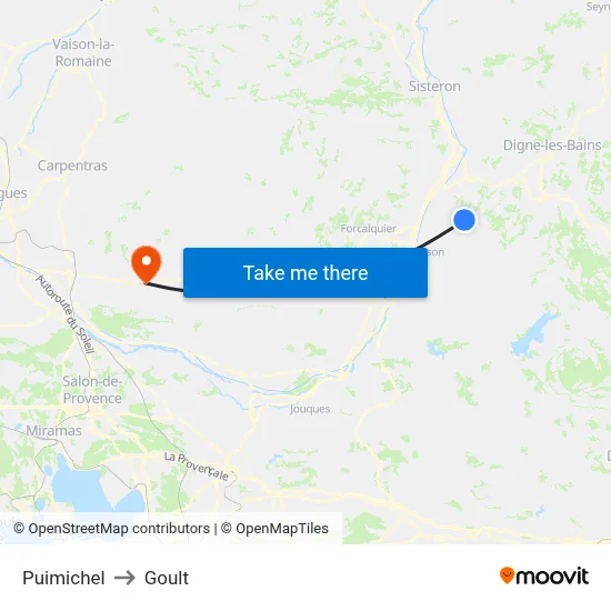 Puimichel to Goult map