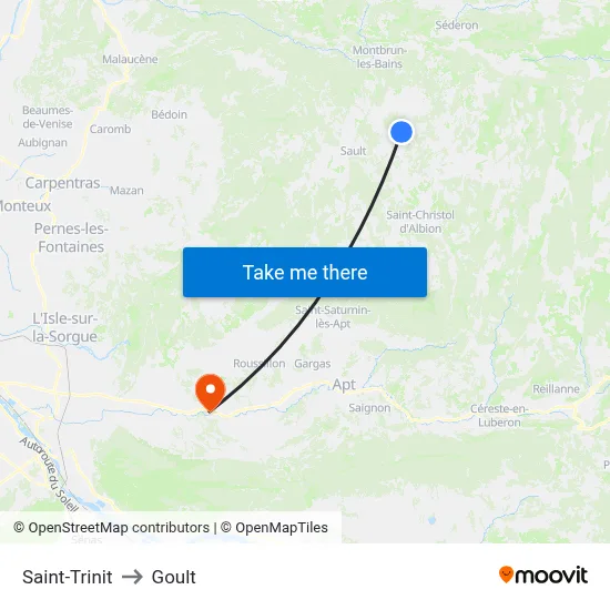 Saint-Trinit to Goult map