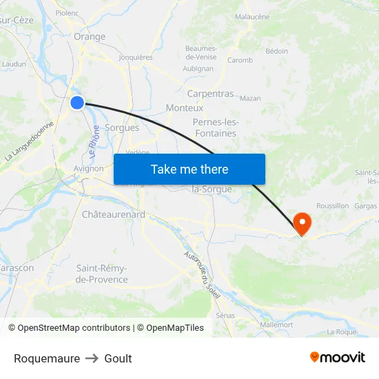 Roquemaure to Goult map