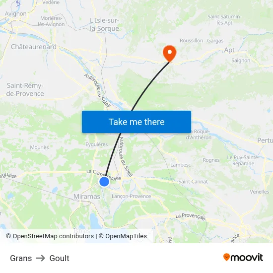 Grans to Goult map