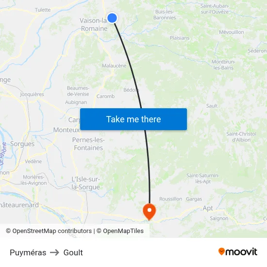 Puyméras to Goult map
