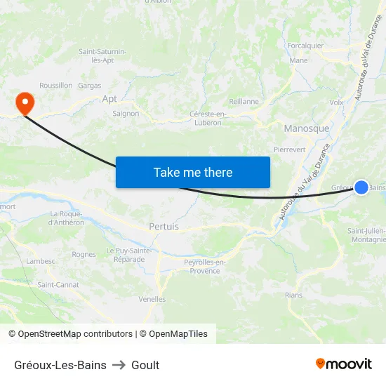 Gréoux-Les-Bains to Goult map