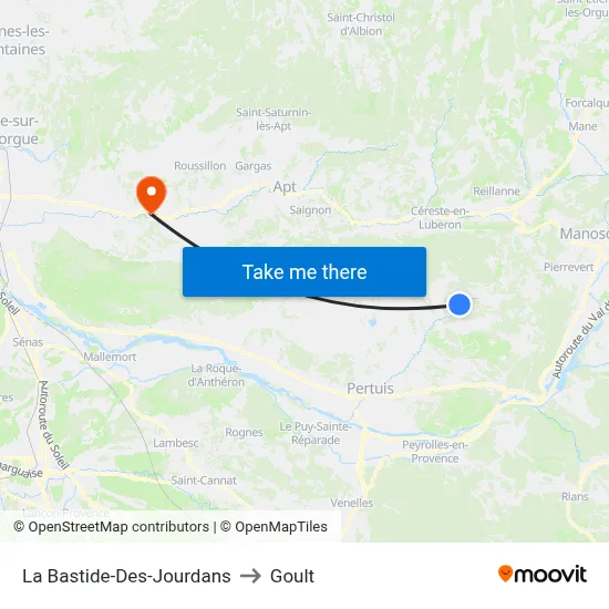 La Bastide-Des-Jourdans to Goult map