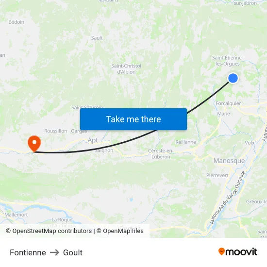 Fontienne to Goult map