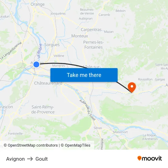 Avignon to Goult map