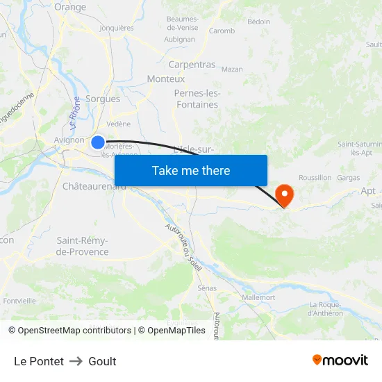 Le Pontet to Goult map