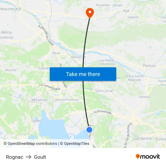Rognac to Goult map