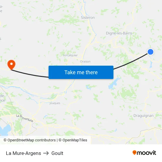 La Mure-Argens to Goult map