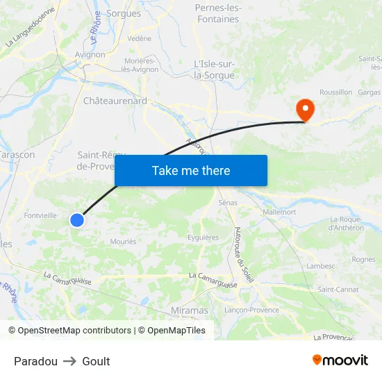 Paradou to Goult map