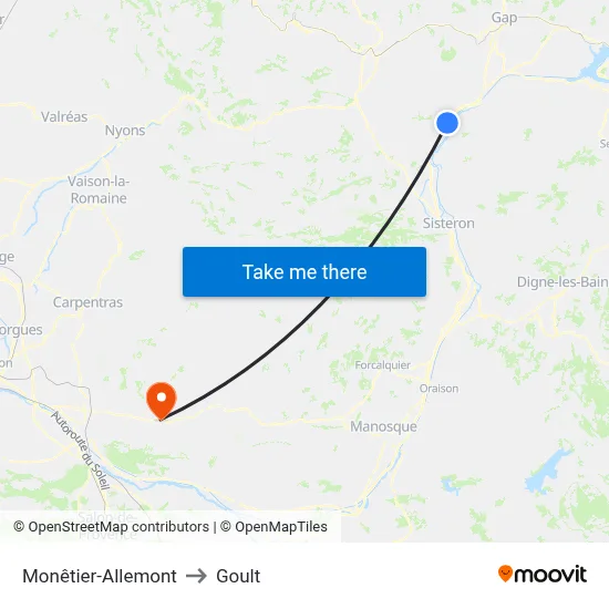 Monêtier-Allemont to Goult map