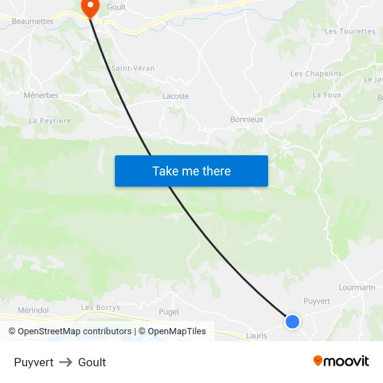 Puyvert to Goult map