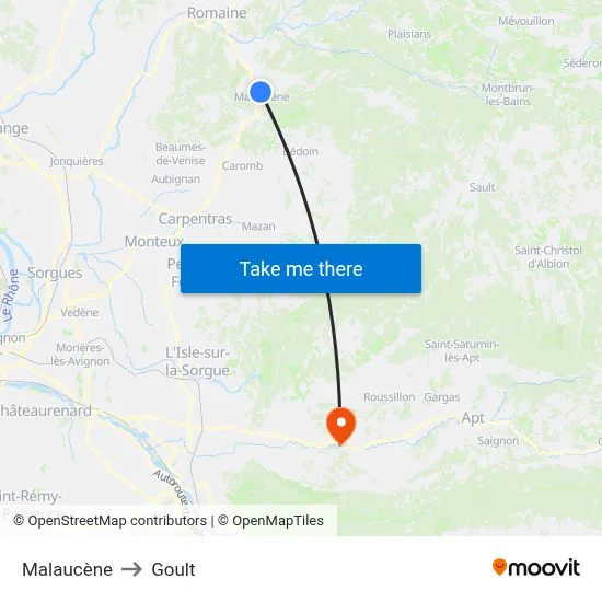 Malaucène to Goult map
