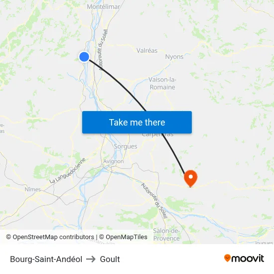 Bourg-Saint-Andéol to Goult map