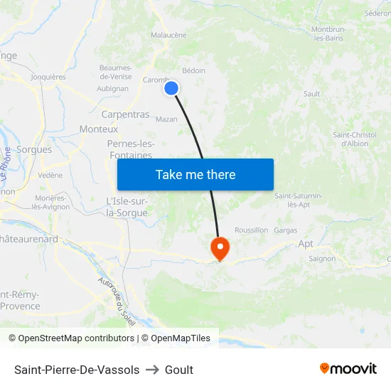 Saint-Pierre-De-Vassols to Goult map