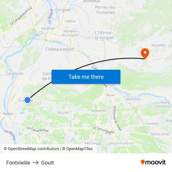 Fontvieille to Goult map