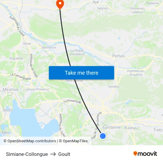 Simiane-Collongue to Goult map