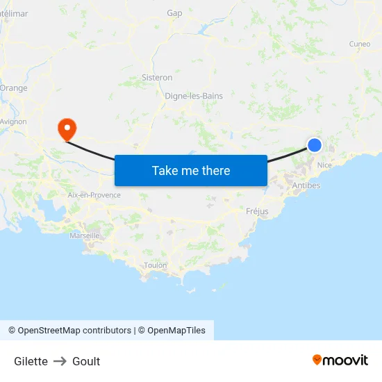 Gilette to Goult map