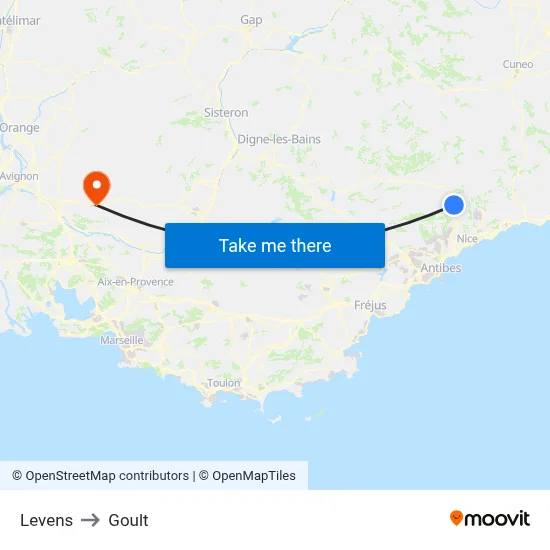 Levens to Goult map