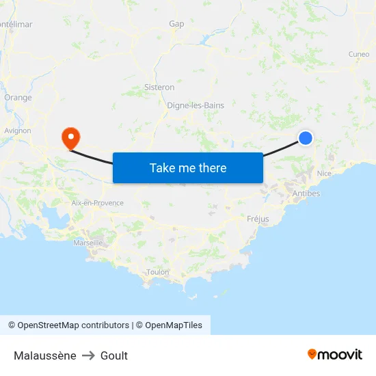 Malaussène to Goult map
