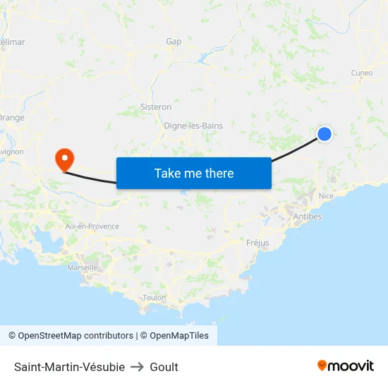 Saint-Martin-Vésubie to Goult map