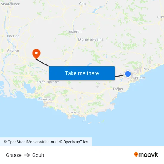Grasse to Goult map