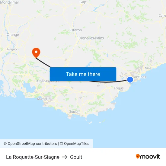 La Roquette-Sur-Siagne to Goult map