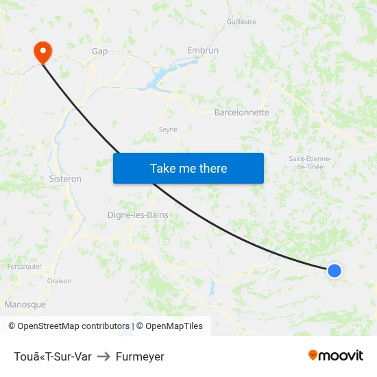 Touã«T-Sur-Var to Furmeyer map