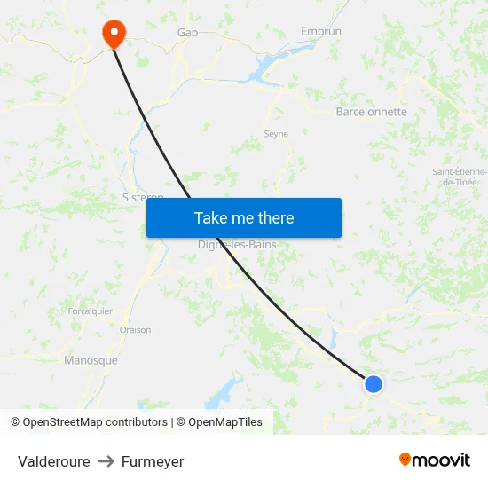 Valderoure to Furmeyer map