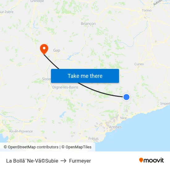 La Bollã¨Ne-Vã©Subie to Furmeyer map