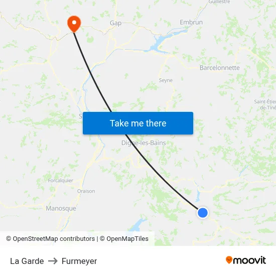La Garde to Furmeyer map