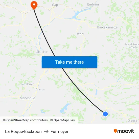 La Roque-Esclapon to Furmeyer map