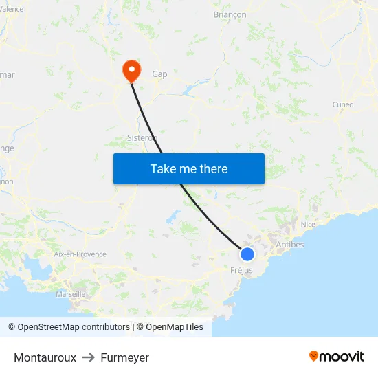 Montauroux to Furmeyer map